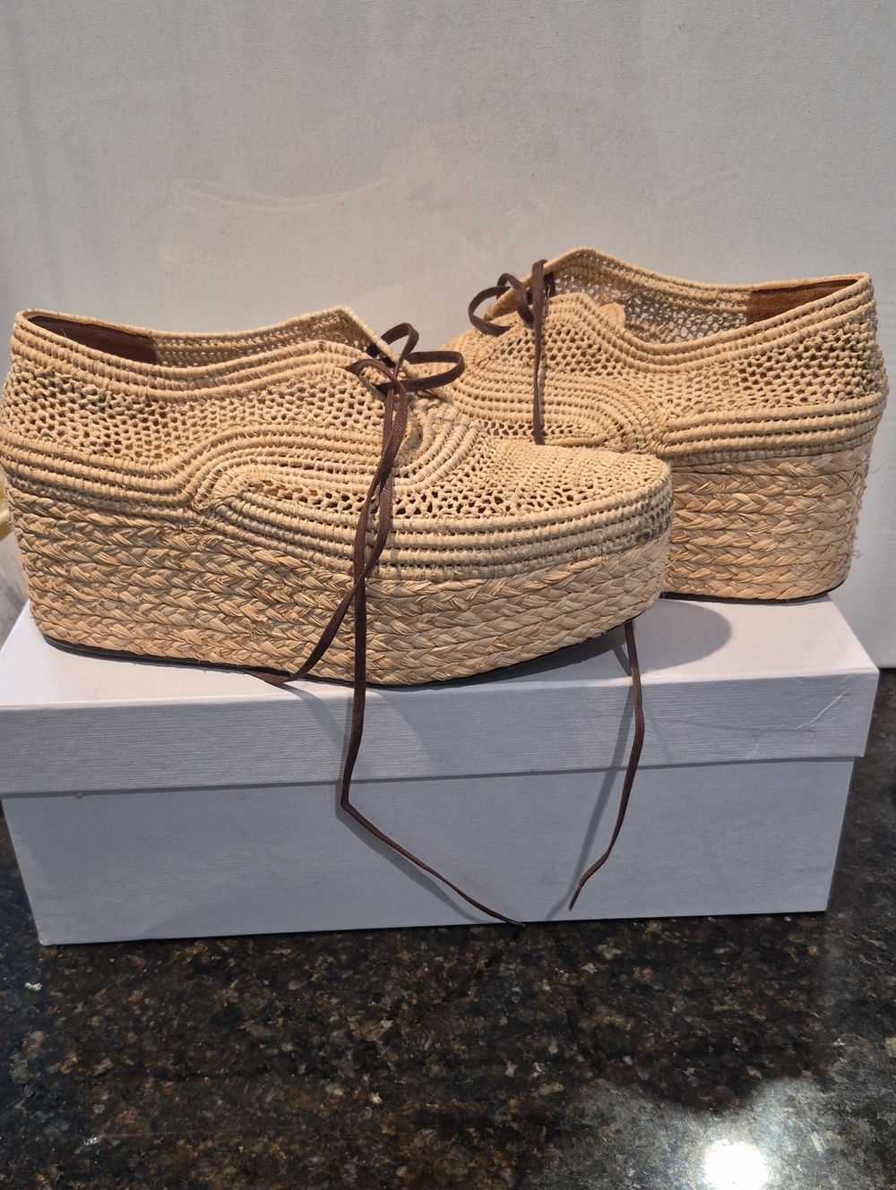 Robert Clergerie Natural Woven Platform Espadrille Sneakers